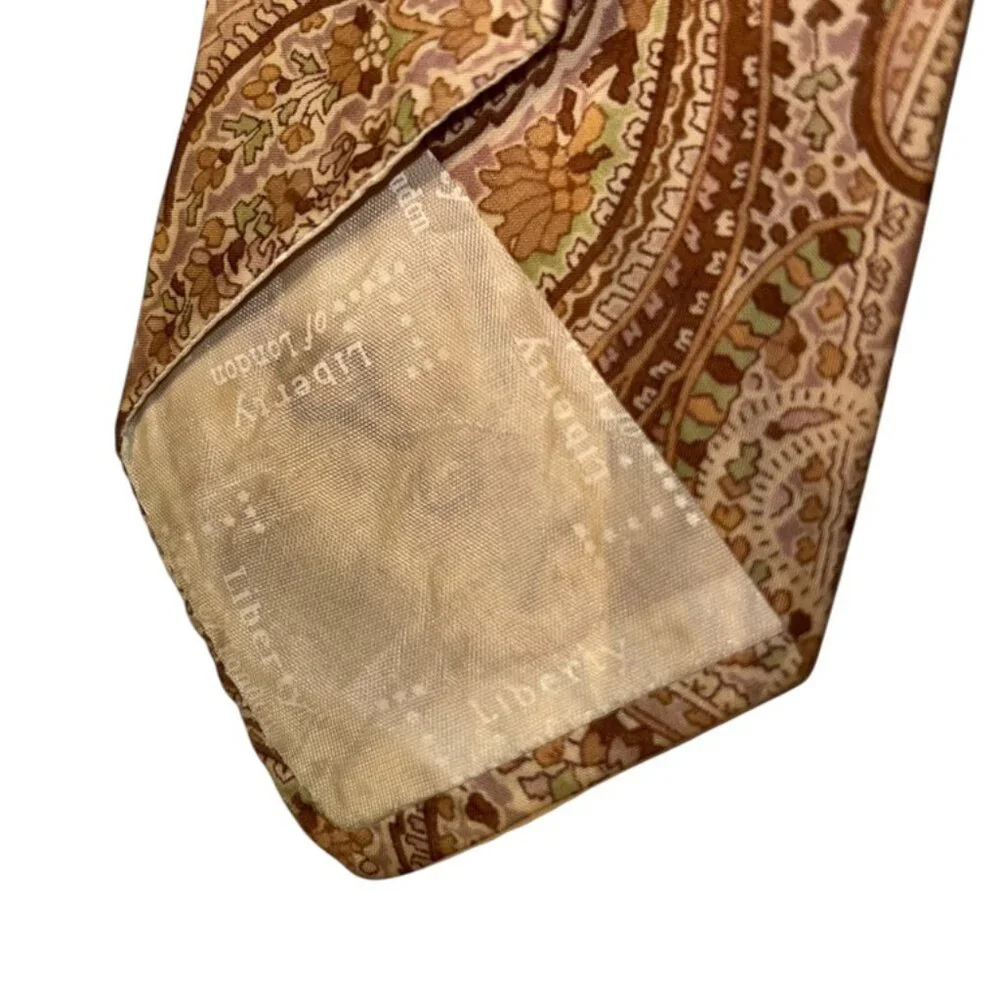 Liberty England Vintage cotton tan brown paisley tie